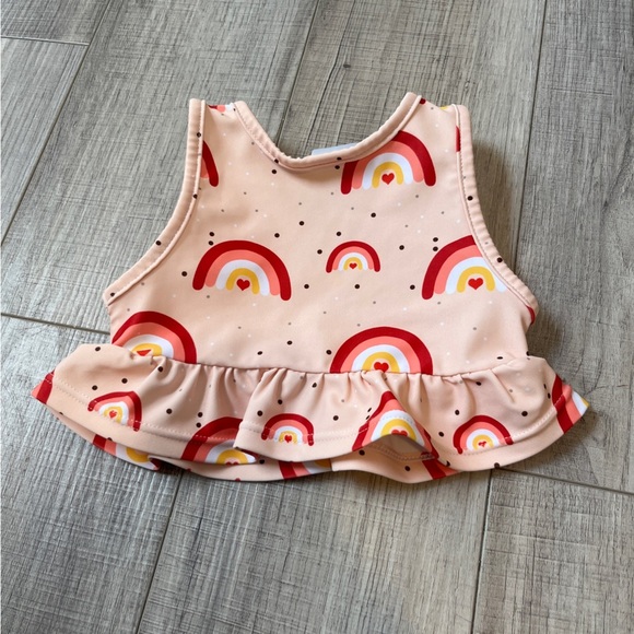 Younger Tree Toddler Baby Girls 2PCS Swimsuit - Summer Sleeveless Rainbow 6-12M - Picture 4 of 10